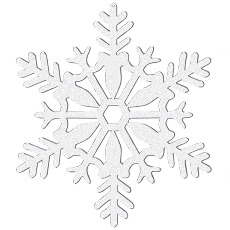 191360 IP X12 - White Glitter Snowflake Hanging Decorations 10.2cm - 12 PKG/4
