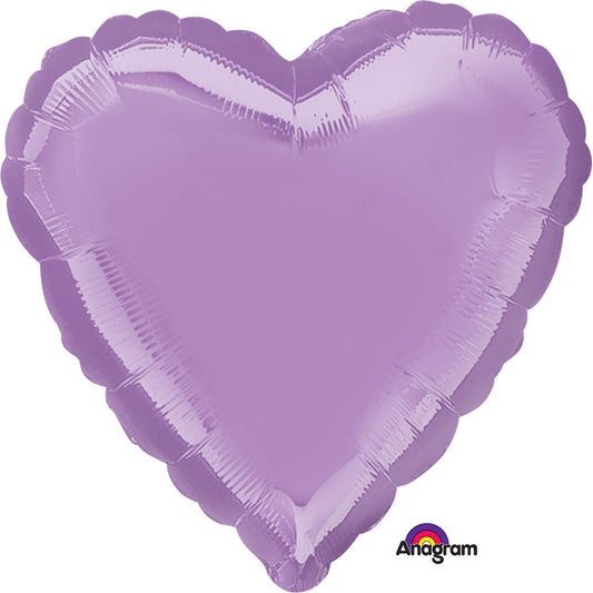 2244701 IP X5 - Metallic Pearl Lavender Heart Standard Packaged Foil Balloons S15 - 5 PC