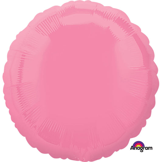 2301101 IP X5 - Bright Bubble Gum Pink Circle Standard Packaged Foil Balloons S15 - 5 PC
