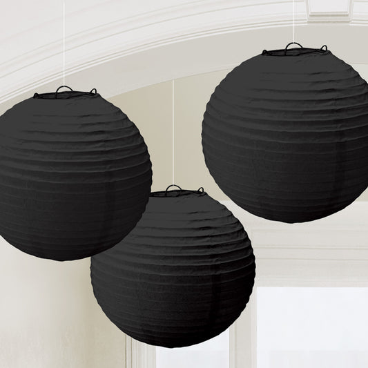 24055 - Black Paper Lanterns 24cm - 6 PKG/3