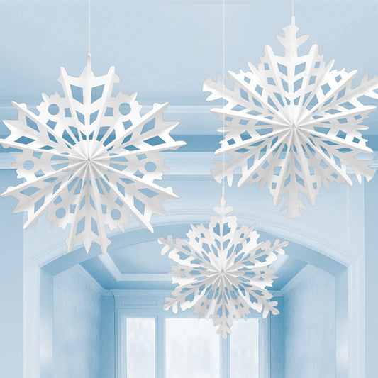 290956 IP X6 - Snowflake Paper Fans - 6 PKG/3