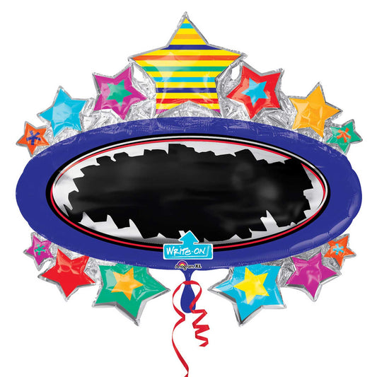 3248601 IP X5 - Bright Star Blackboard Marquee SuperShape Write-On Foil Balloons 31"/78cm x 28"/71cm P38 - 5 PC
