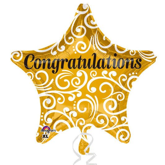 3263501 IP X5 - Congratulations Sophisticated Star Standard Foil Balloons S40 - 5 PC