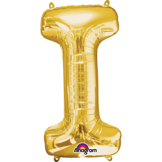 3296401 IP X5 - Letter I SuperShape Gold Foil Balloon 34"/"86cm P50 - 5 PC