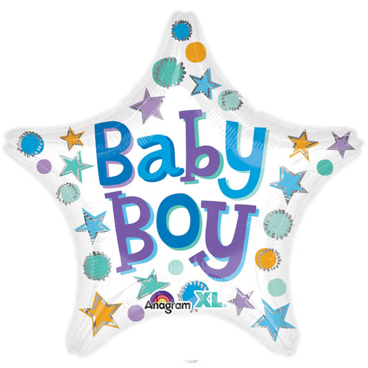 3364101 IP X5 - Baby Boy Star Standard Foil Balloons S40 - 5 PC