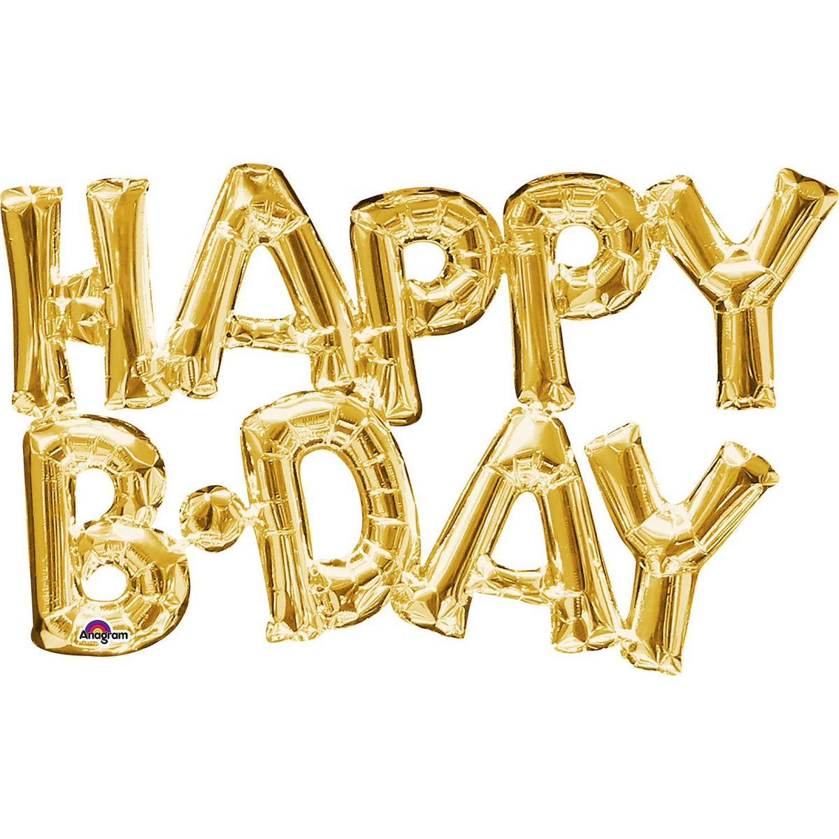 3375901 IP X5 - "Happy B-Day" Phrase Gold SuperShape Foil Balloons G20 - 5 PC