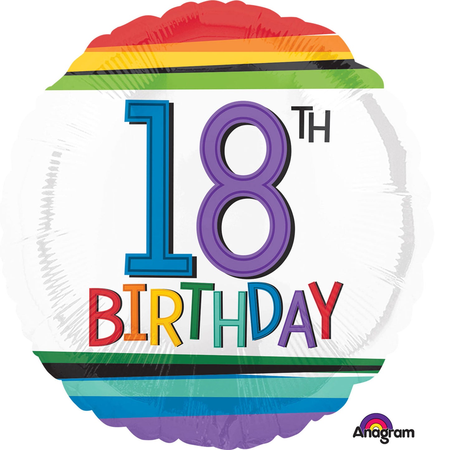 3443201 IP X5 - Rainbow Birthday 18th Standard Foil Balloons S40 - 5 PC