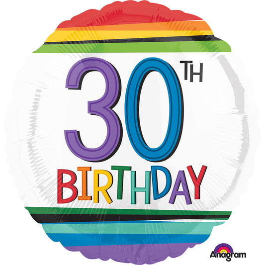3443401 IP X5 - Rainbow Birthday 30th Standard Foil Balloons S40 - 5 PC