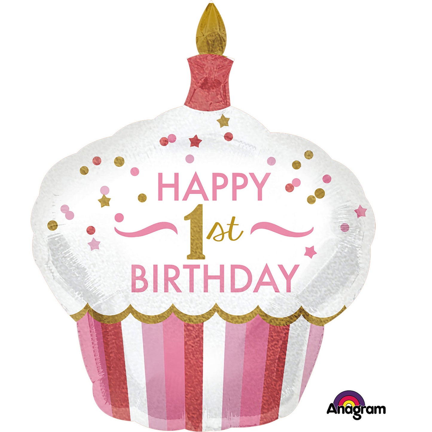 3452201 IP X5 - 1st Birthday Cupcake Girl SuperShape Foil Balloons 29"/73cm w x 36"/91cm h P40 - 5 PC