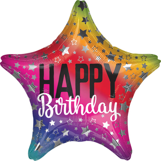 3522801 IP X5 - Rainbow Star Happy Birthday Standard Foil Balloons S40 - 5 PC