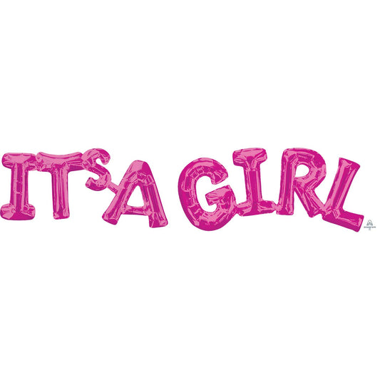 3585701 IP X5 - "It's A Girl" Pink Phrase Balloons G20 - 5 PC