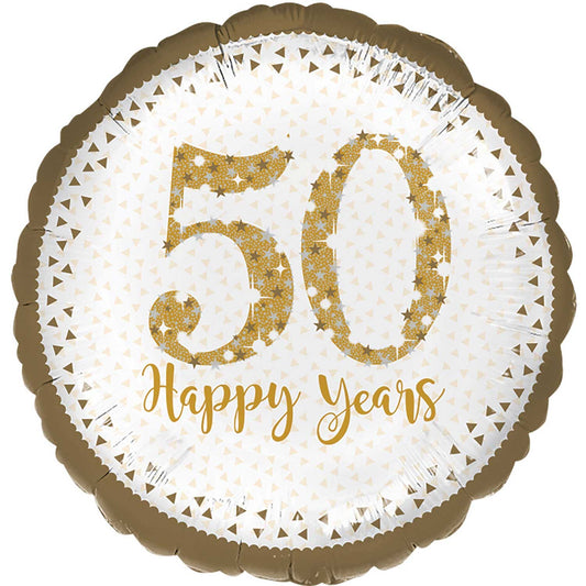 3594301 IP X5 - Sparkling Golden Anniversary Standard Foil Balloons S40 - 5 PC