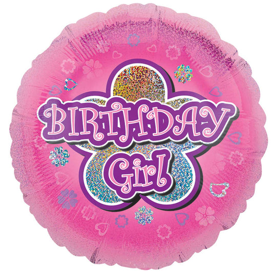 3598101 IP X5 - Pink Flowers Birthday Standard Holographic Foil Balloons S40 - 5 PC