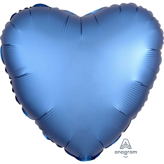 3680901 IP X5 - Azure Heart Satin Luxe Standard HX Packaged Foil Balloons S15 - 5 PC