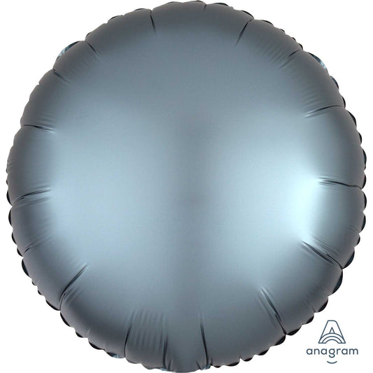 3681201 IP X5 - Steel Blue Circle Satin Luxe Standard HX Packaged Foil Balloons S15 - 5 PC