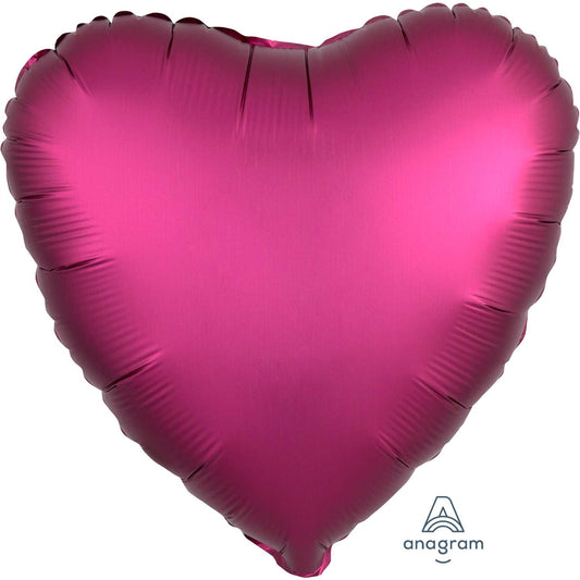 3682801 IP X5 - Pomegranate Heart Satin Luxe Standard HX Packaged Foil Balloons S15 - 5 PC