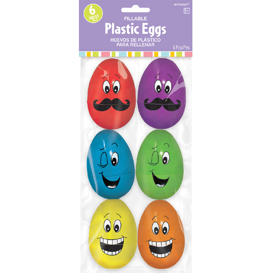 370232 IP X15 - Large Funny Face Plastic Eggs - 5.7cm - 15 PKG/6