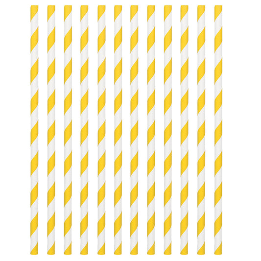 400074 - Sunshine Yellow Paper Straws 19cm - 12 PKG/24