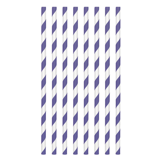 400074 - New Purple Paper Straws 19cm - 12 PKG/24