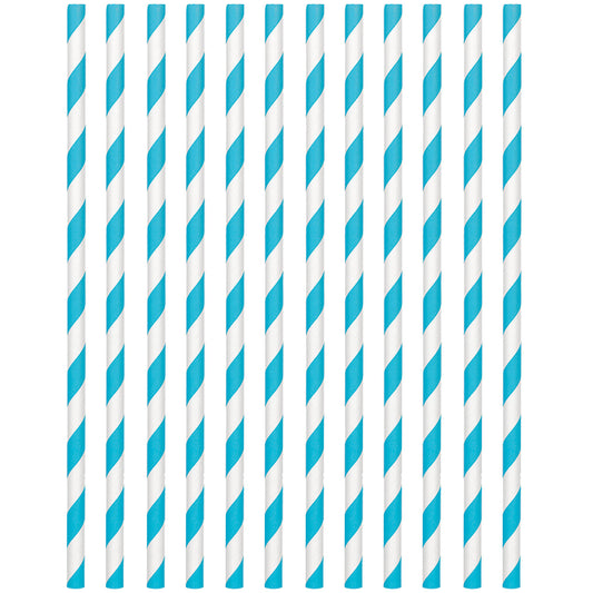 400074 - Caribbean Blue Paper Straws 19cm - 12 PKG/24