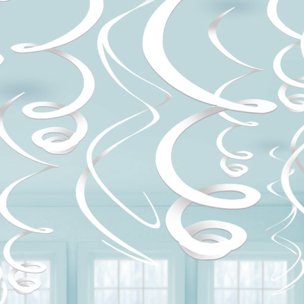 White Plastic Swirls Decorations 55cm - 6 PKG/12