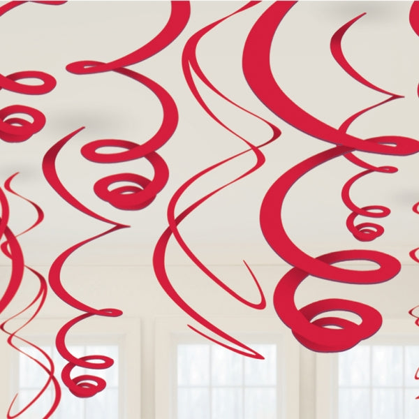 67055 - Red Plastic Swirls Decorations 55cm - 6 PKG/12