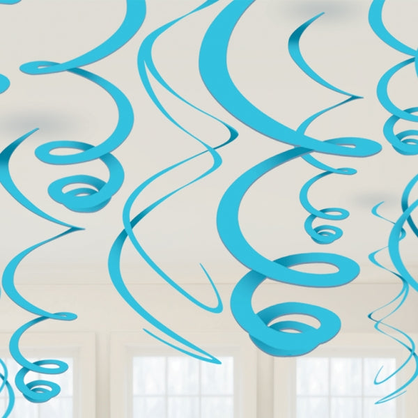 67055 - Caribbean Blue Plastic Swirls Decorations 55cm - 6 PKG/12