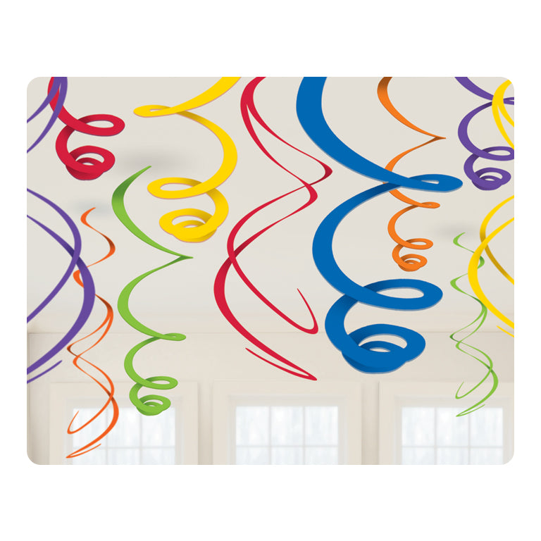 White Plastic Swirls Decorations 55cm - 6 PKG/12