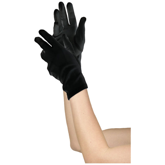 Women's Short Black Gloves - 6 PC