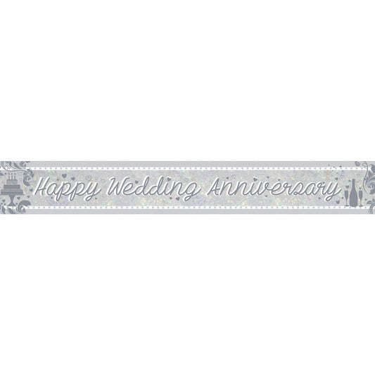 9900041 IP X12 - Happy Anniversary Holographic Foil Banners 2.7m - 12 PC