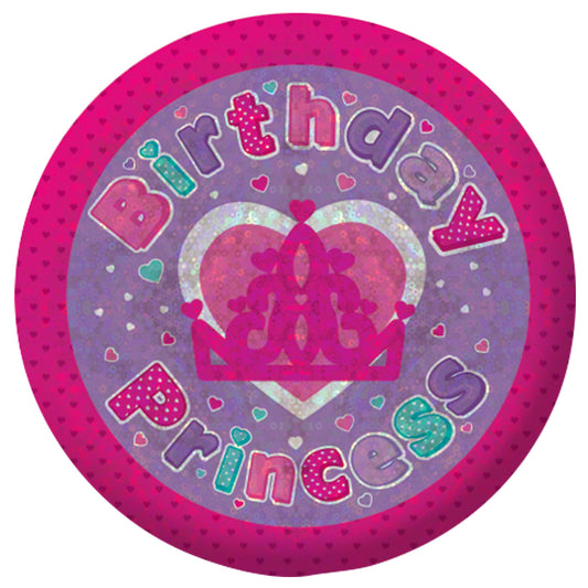 9900053 IP X12 - Birthday Princess Holographic Badges 5.5cm - 12 PC