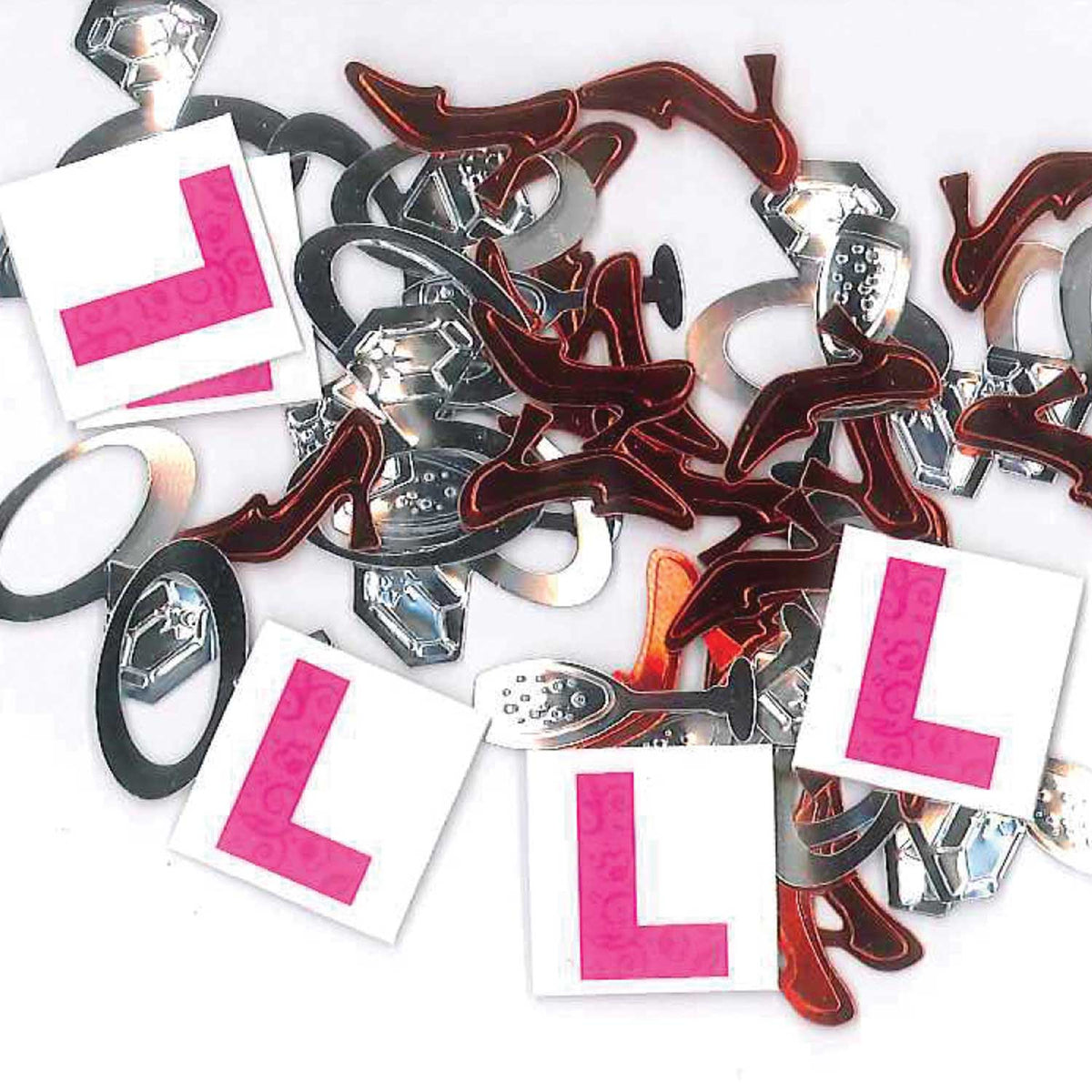 9900247 IP X12 - Hen Party Big "L" Plate Confetti - 12 PC