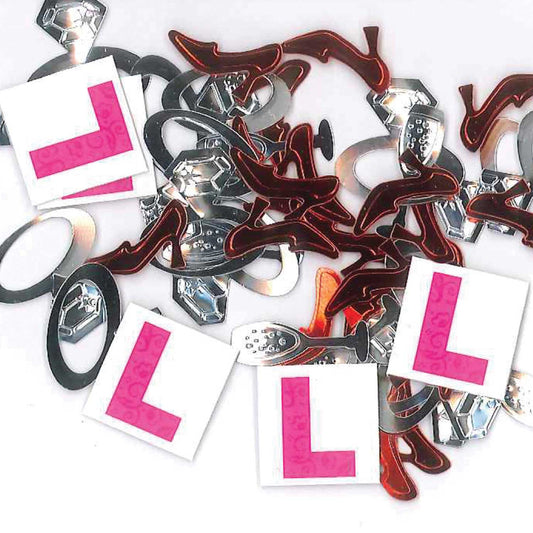 9900247 IP X12 - Hen Party Big "L" Plate Confetti - 12 PC