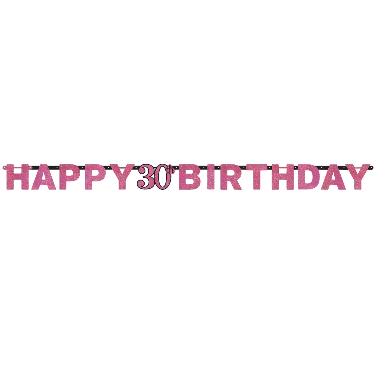 9900592 IP X12 - Pink Sparkling Celebration Happy 30th Birthday Prismatic Letter Banners 2.13m - 12 PC