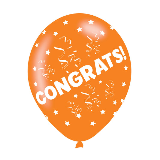 9900689 IP X10 - Congrats Assorted Colours Latex Balloons 11"/27.5cm - 10 PKG/6