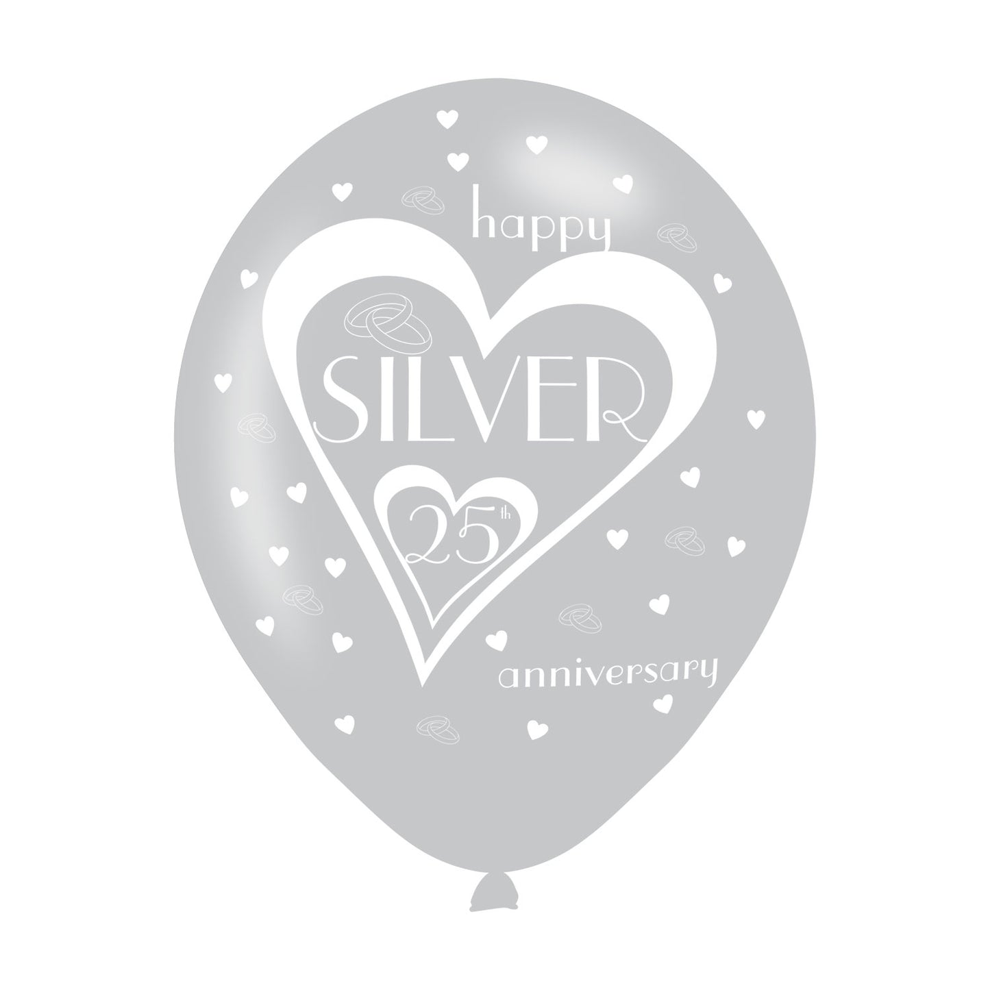 9900693 IP X10 - Silver 25th Anniversary Latex Balloons 11"/27.5cm - 10 PKG/6