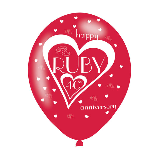 9900695 IP X10 - Ruby 40th Anniversary Latex Balloons 11"/27.5cm - 10 PKG/6