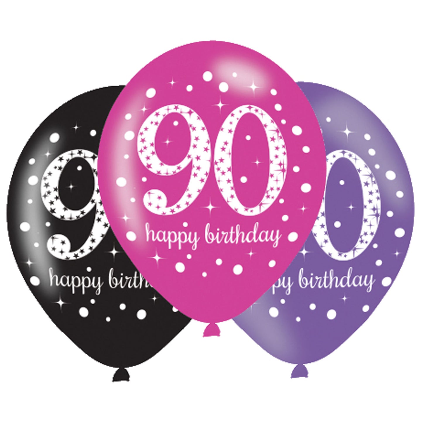 9900729 IP X6 - Pink Sparkling Celebration 90th Birthday Latex Balloons 11"/27.5cm - 6PKG/6