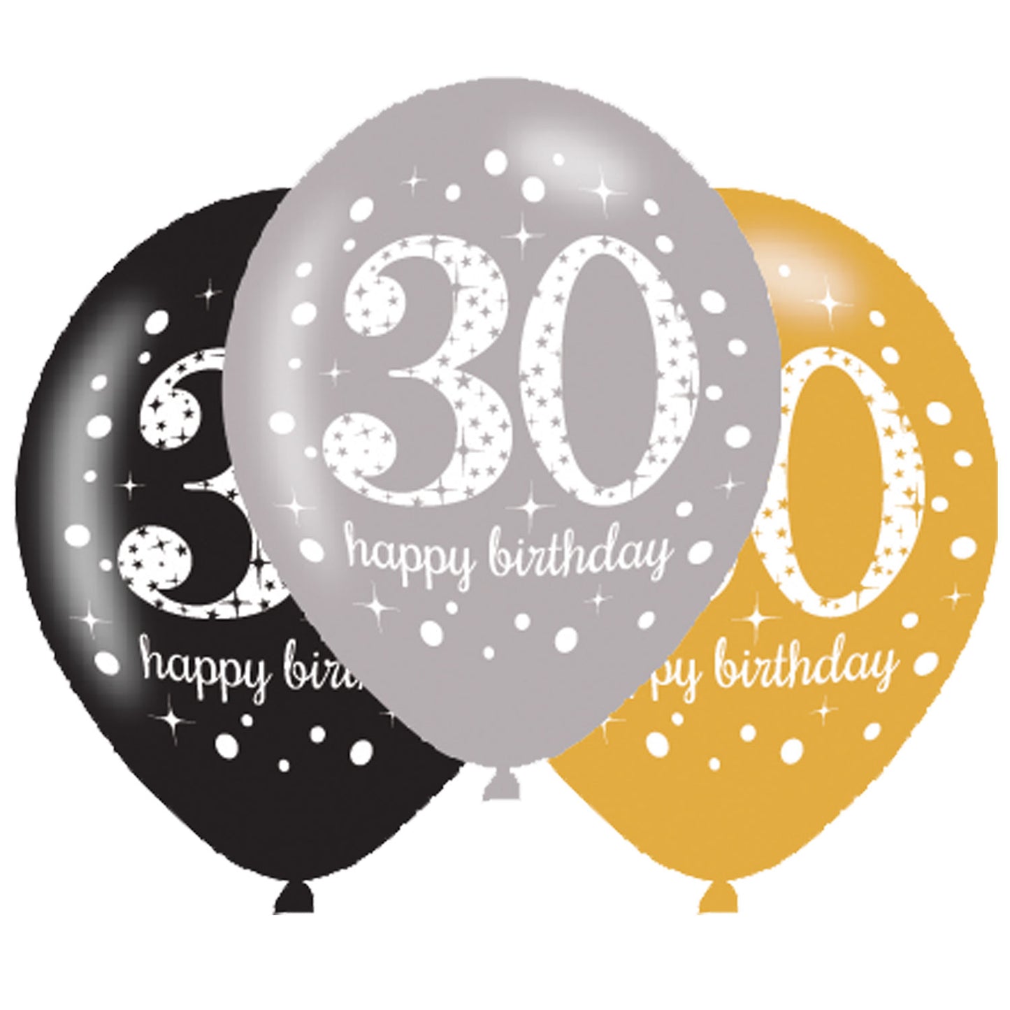 9900738 IP X6 - Gold Sparkling Celebration 30th Latex Balloons 21"/27cm - 6 PKG/6