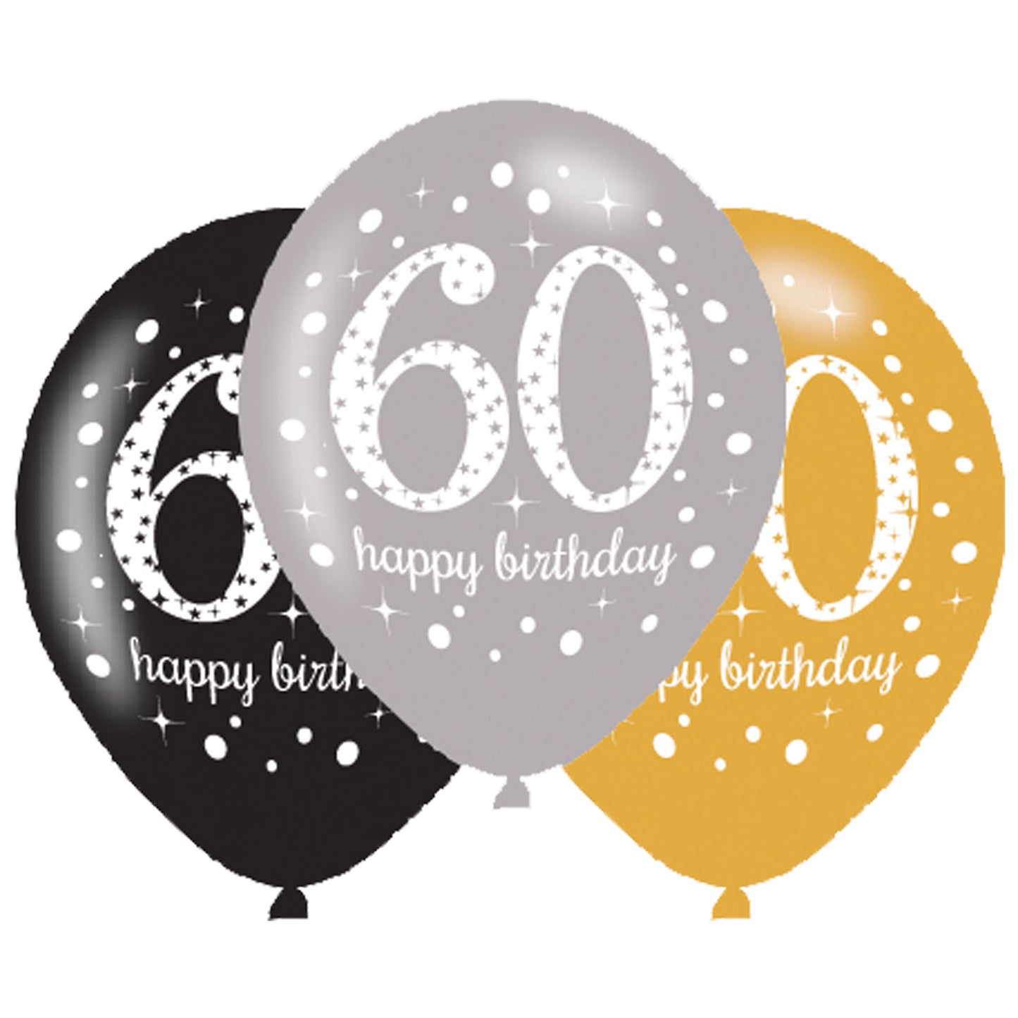 9900741 IP X6 - Gold Sparkling Celebration 60th Latex Balloons 21"/27cm - 6 PKG/6