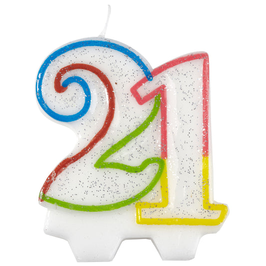 9900809 IP X6 - Milestone Birthday Candles 21st - 7.5cm - 6 PC