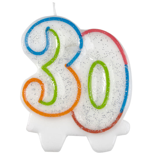 9900810 IP X6 - Milestone Birthday Candles 30th - 7.5cm - 6 PC
