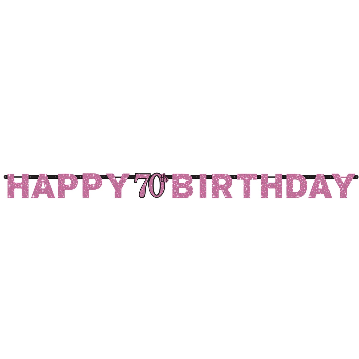 9901742 IP X12 - Pink Sparkling Celebration 70th Happy Birthday Prismatic Letter Banners 2.13m x 17cm - 12 PC