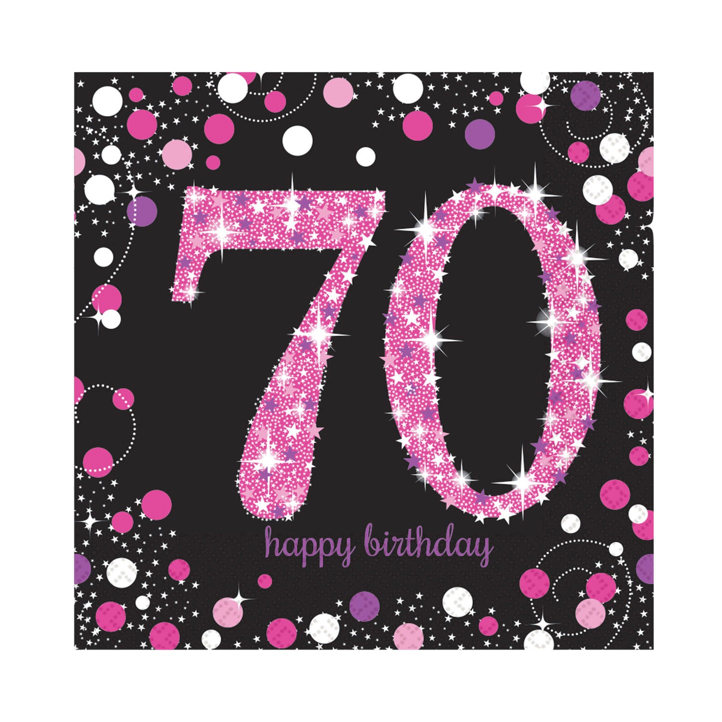 9901745 IP X12 - Pink Sparkling Celebration 70th Luncheon Napkins 33cm - 12 PKG/16