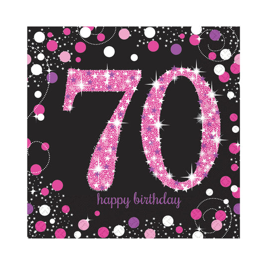 9901745 IP X12 - Pink Sparkling Celebration 70th Luncheon Napkins 33cm - 12 PKG/16
