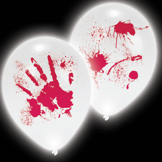 9901843 IP X12 - Bloody Hands LED Latex Balloons 11"/27.5cm - 12 PKG/4