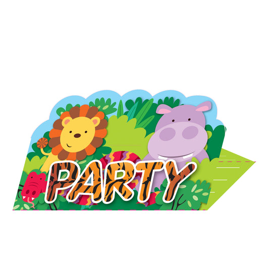 9901920 IP X6 - Jungle Friends Stand-up Invitations - 6 PKG/8