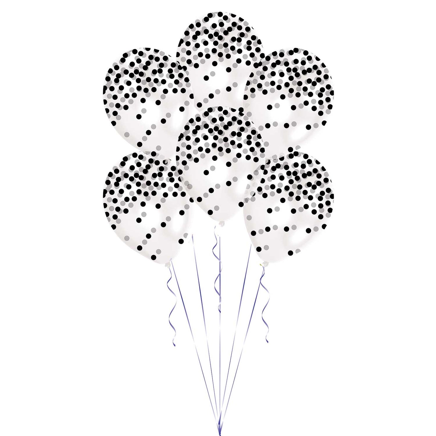 9902933 IP X10 - Printed Confetti Black Latex Balloons 11"/27.5cm - 6 PKG/6