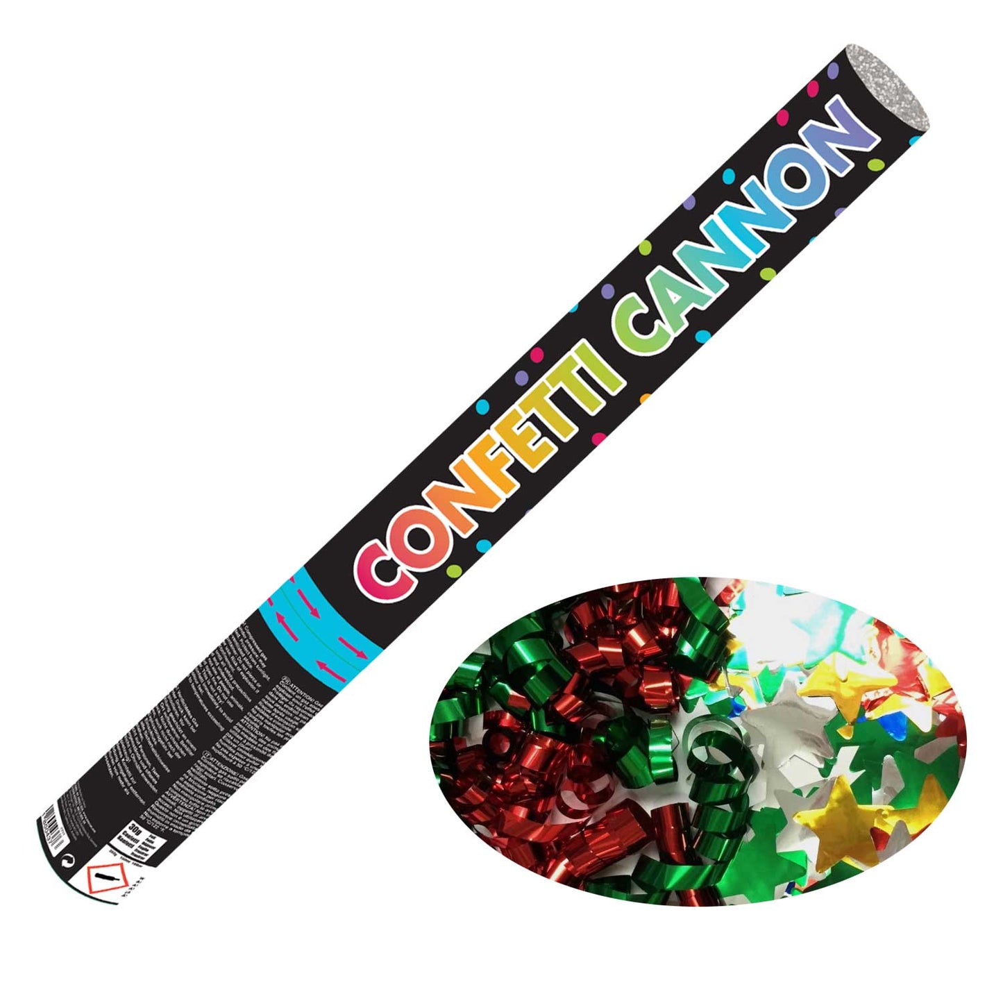 9902992 IP X6 - Multi Coloured Foil Confetti Cannons 58cm - 6 PC