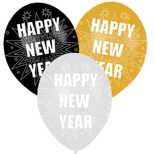 996952 IP X10 - New Year Assorted Latex Balloons 27.5cm - 10 PKG/6
